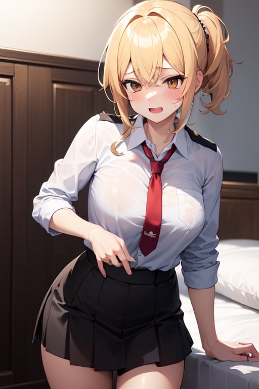 Chica cabello negro grandes pechos con uniforme escolar camisa desabrochada y se levanta la falda y no lleva bragas. Henta...