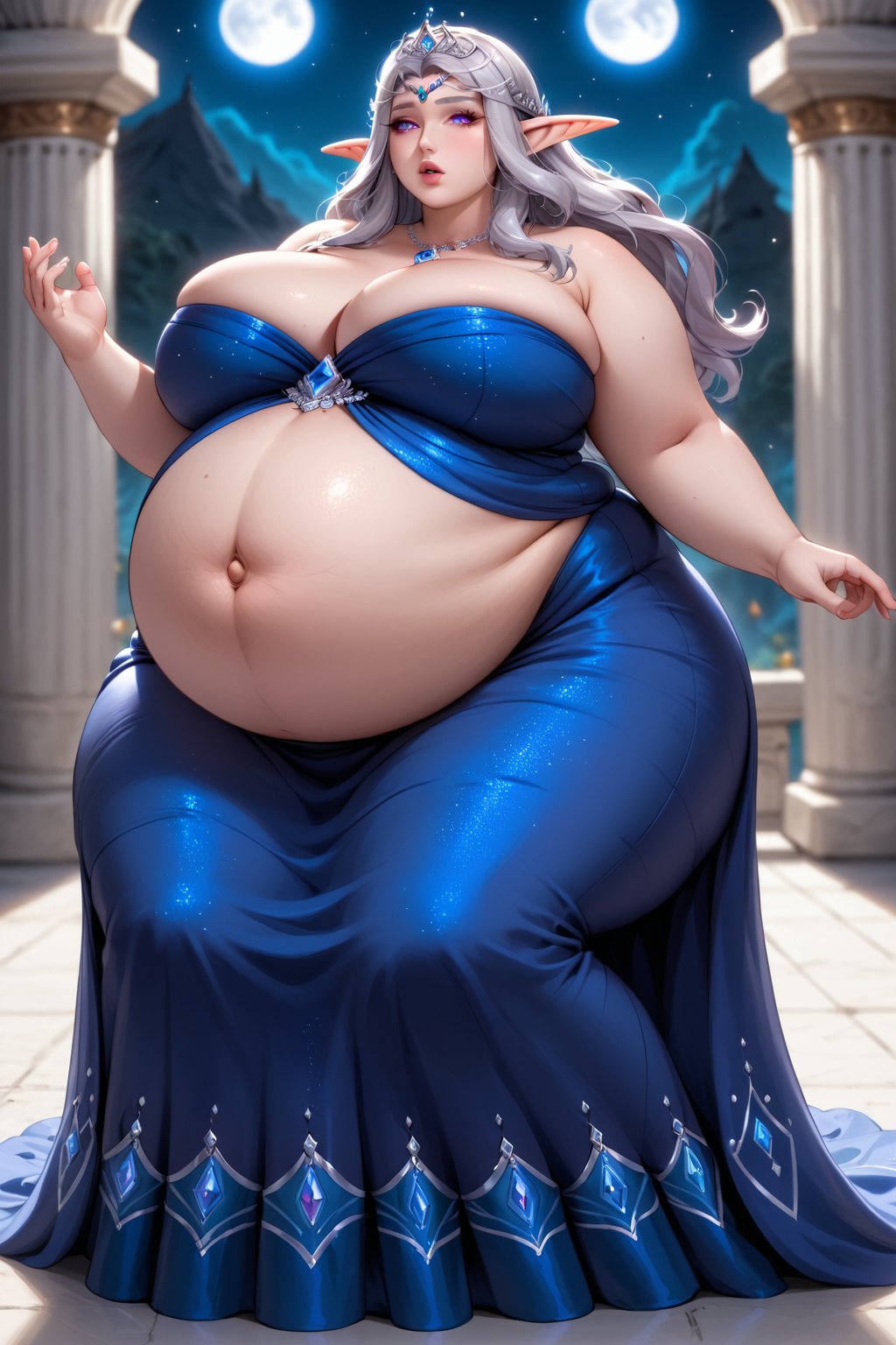 Highest quality,  (gorgeous obese night elf queen),  luscious lips by Bisb on Tensor.Art