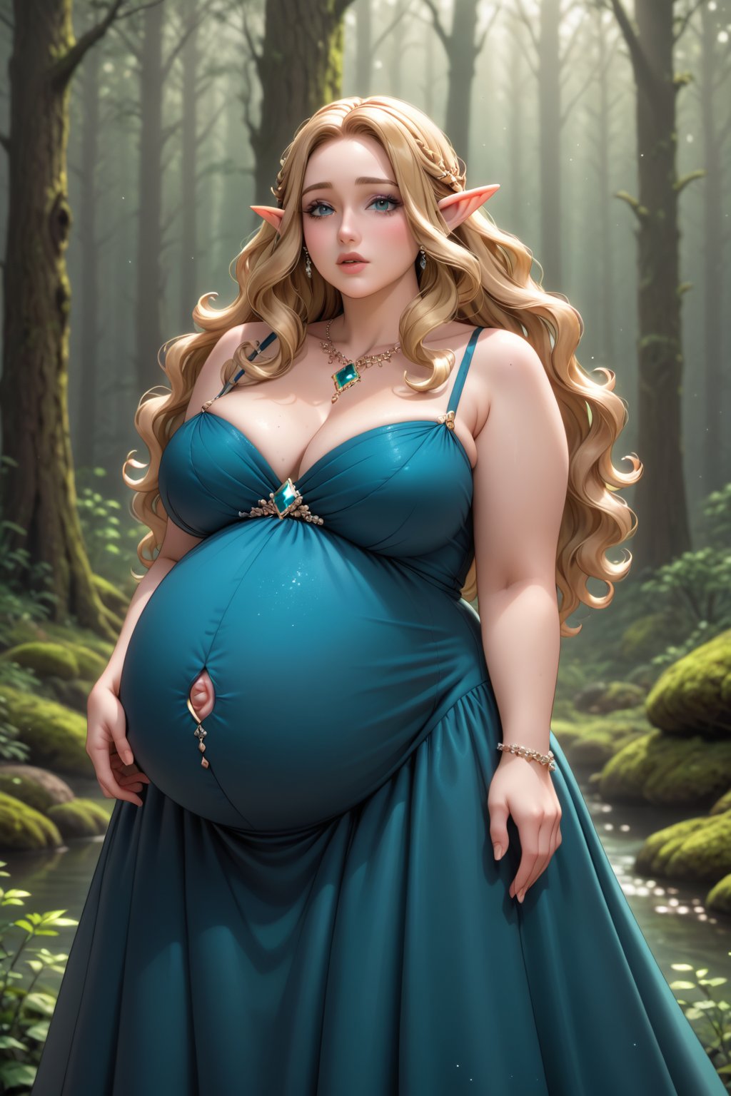 Highest quality,  (gorgeous plus sized high elf queen),  luscious lips by Bisb on Tensor.Art