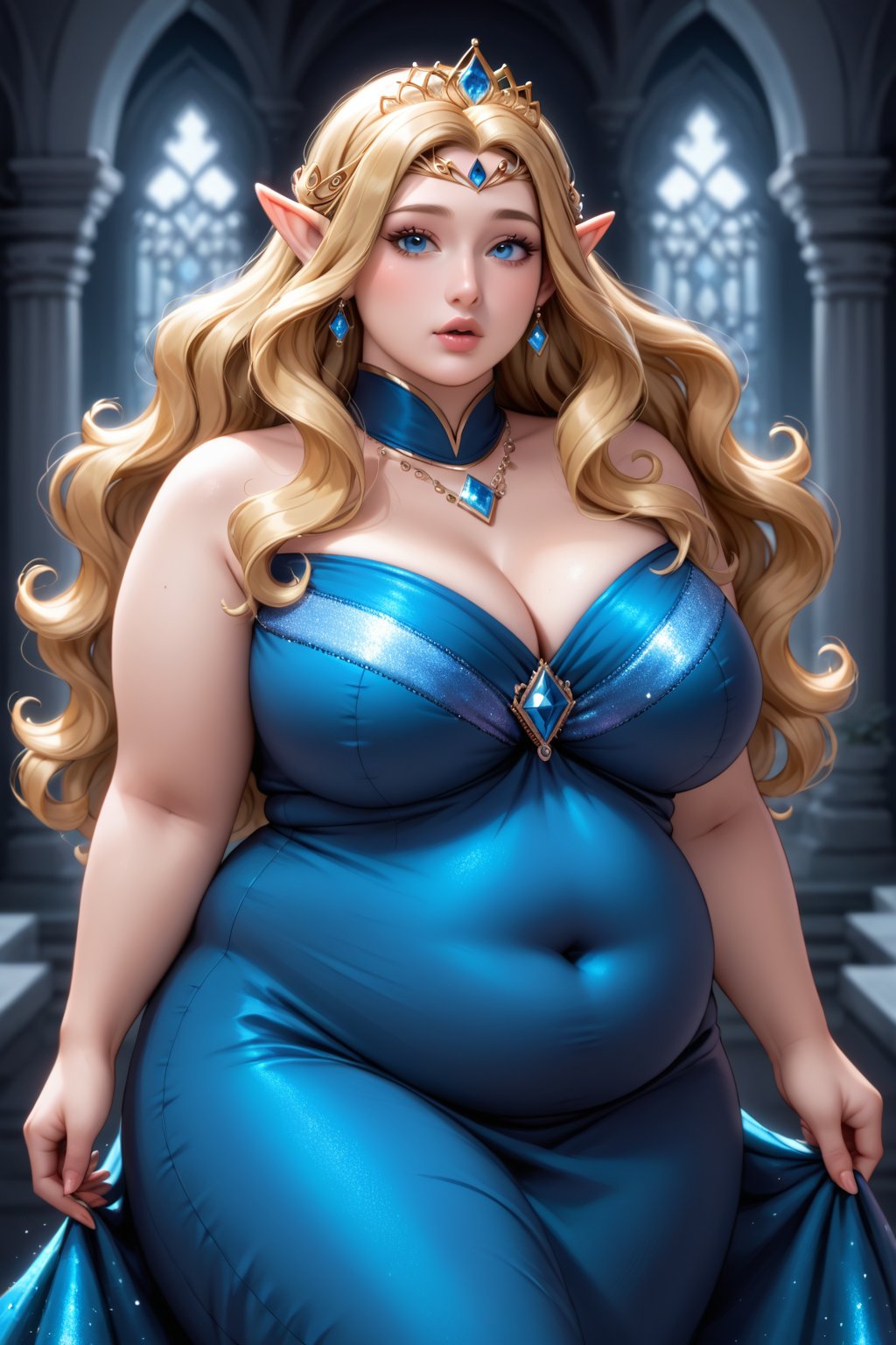 Highest quality,  (gorgeous plus sized high elf queen),  luscious lips by Bisb on Tensor.Art