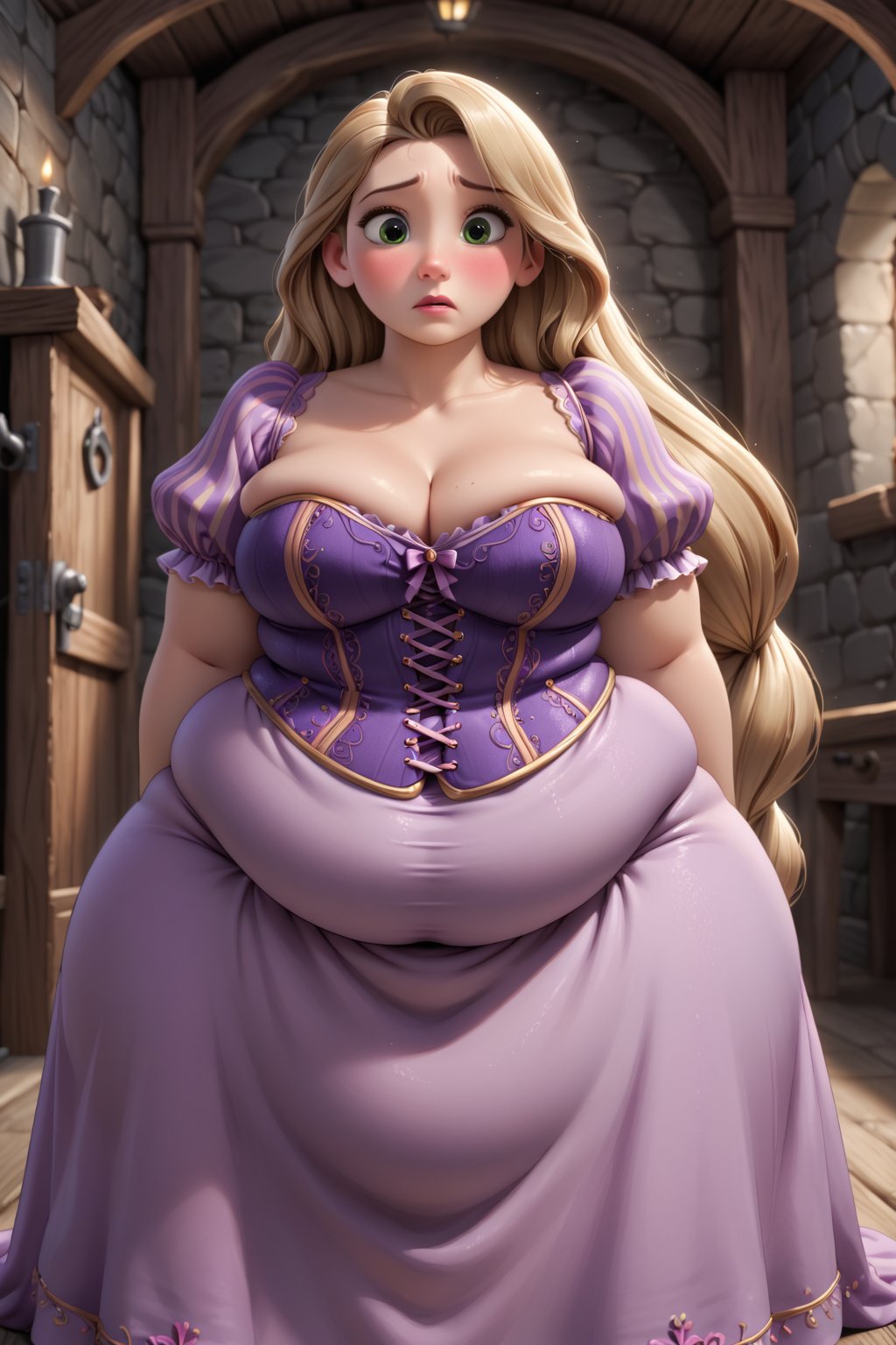 detailed anime style,  solo_female,  plus_sized realistic Rapunzel by Bisb on Tensor.Art