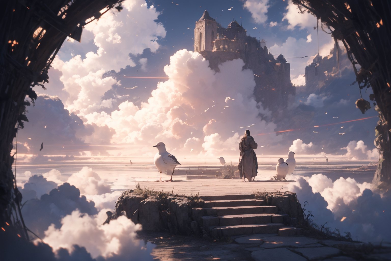 ((CLOUDS FLOOR))) ((NO CHARACTERS)) ((HEAVEN)) floor of clouds,  WHITE celestial plane,  a beautiful and divine realm wher...