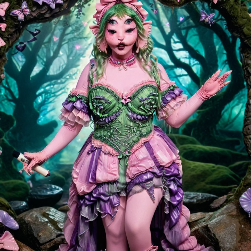 Pink and purple makeup,  gorgeous makeup,  Standing in a forest with a guitar in her hands by 𝓙𝓪𝓷𝓲𝓽𝓸𝓻'𝓼 𝓒𝓵𝓸𝓼𝓮...