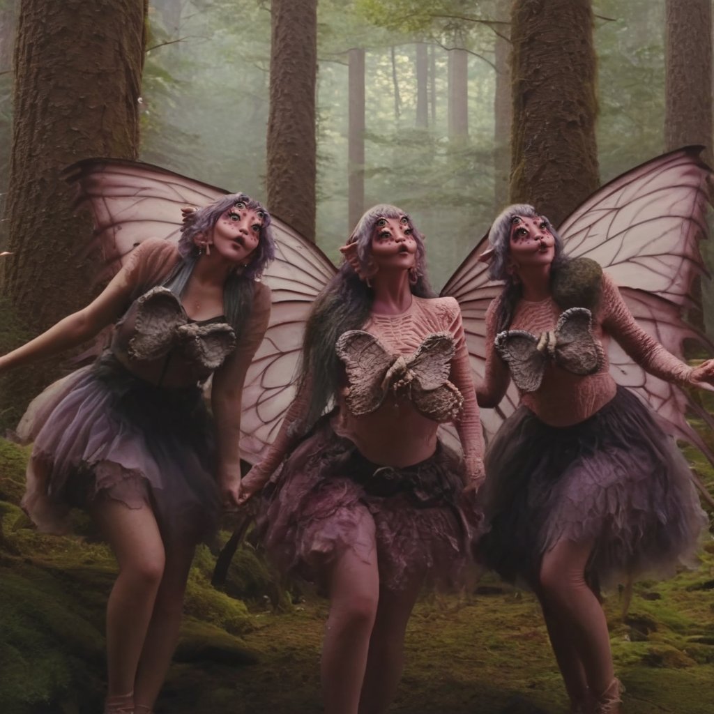 Prompt: Pink and purple makeup, gorgeous makeup, 3 girls in the middle of the forest, mushrooms, fairy dance, four eyes, Full body, dark pink short curly hair, cured and detailed outfit, her hair is long and wavy, her hair is long, 4k, 18k, hairstyle, perfect face, Melanie, Adele, Long hair, masterpiece high quality 18K, Hyperrealism, Realistic vision, rosy cheeks, realistic woman, a girl, Woman, best quality, woman, high quality, good lighting, A woman , fairy00, Long hair, Pink skin, four eyes, Fancy, model, A woman. Pink and purple makeup, gorgeous makeup, long train skirt, forest00, pink skin, four eyes, Full body, two girls, dark pink short curly hair, cured and detailed outfit, her hair is long and wavy, her hair is long, 4k , 18k, hairstyle, perfect face, Melanie, Adele, Long hair, masterpiece high quality 18K, Hyperrealism, Realistic vision, rosy cheeks, realistic woman, a girl, Woman, best quality, woman, high quality, good lighting, A woman, trio00, Long hair, Pink skin, four eyes, Fancy, model, A woman,Big Quality, Masterpiece, High Quality,Melanie Martinez, Beautiful, 3girls,4 eyes, Nymph, Pink Skin