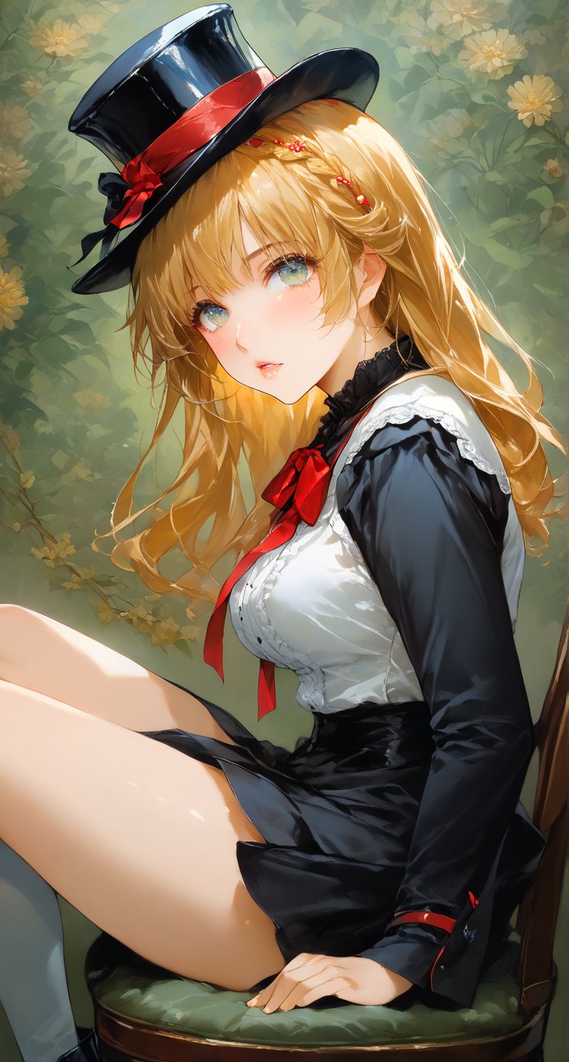 female_solo, 1girl,oil painting, ojousama, european, glamor, medium breasts, frilled shirt, compression shirt, pettiskirt, Equestrian Boots, white legwear, from profile, looking at viewer, dress pull, blonde hair, alternate hair color, looking at viewer, from side, head tilt ,leaning back, upside-down, Glamor Shot, soft illuminaotion, classic light, retro colors, 
Sitting on a Chair, taking nap, masturbation, wide_hips, breast_grab, endured_face, saliva, narrowed eyes, blush, Victorian style, top hat, light makeup, eyeshadow, long eyelashes, covered eyes,

,{best quality}, {{masterpiece}}, {highres}, original, extremely detailed 8K wallpaper,dark theme,concept art,Expressiveh,more detail XL,masterpiece,best quality,official art,extremely detailed CG unity 8k wallpaper,makima_v1,defran, sunny color,Expressiveh,Realistic,Expressiveh,sana sunomiya,resist_face
,Expressiveh,more detail XL,score_8_up,Anders Zorn,Dean Cornwell,John Singer Sargent,in van Gogh style,in Rembrandt style,Impressionism,ISHIKEIP