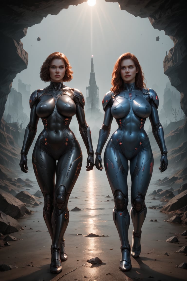 2 girls,  looking around,  weapons at the ready by Avis on Tensor.Art