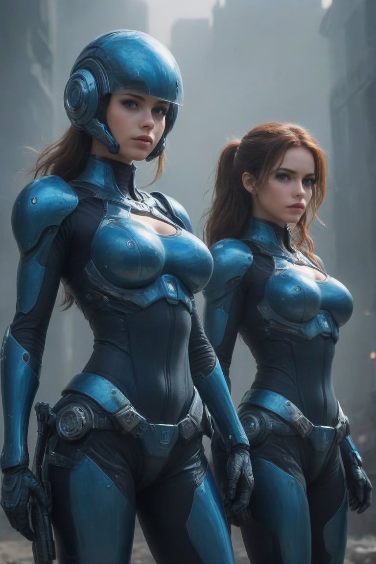 2 girls,  looking around,  weapons at the ready by Avis on Tensor.Art