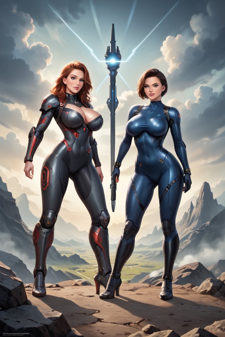 2 girls,  looking around,  weapons at the ready by Avis on Tensor.Art