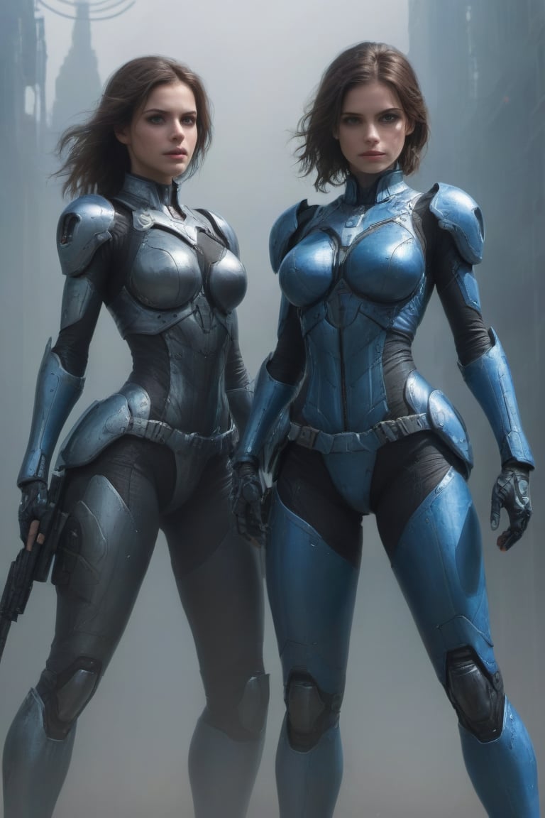 2 girls,  looking around,  weapons at the ready by Avis on Tensor.Art