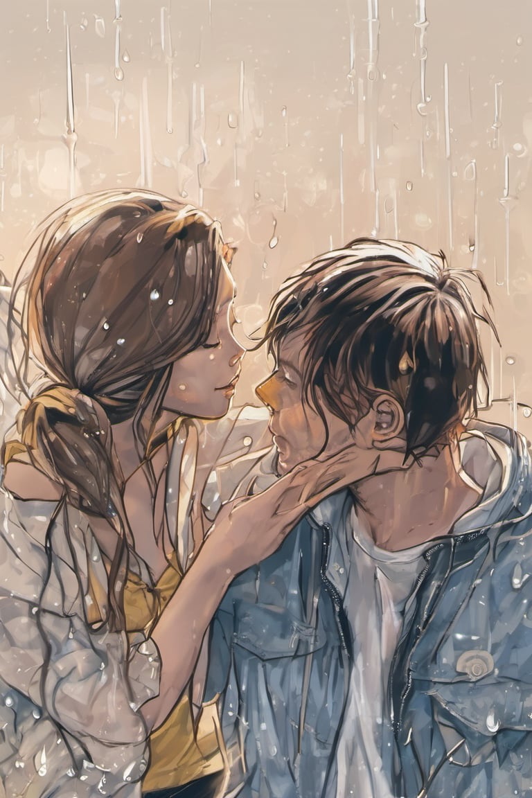 I meet her in a summer, I was a boy and she is a girl, I remember that day, it raining, just the noon, we are both soaked wet, the rain is so heavy we can not see far but only each other, still we can see the sun, I don't know why, but the rain and the sun is both there, we hold each other, we kissed in the rain, it was warm, it was wet, I can taste the water flowed alone her face, the water flow into my mouth, it is so sweet, I know is it rain, but it is sweet, I feel so thirsty, I want to hold her as hard as I can, like holding can stop the thirsty, but it not, I still feel thirty, more thirty, It has been 20 years, but I still remember the rain the day.