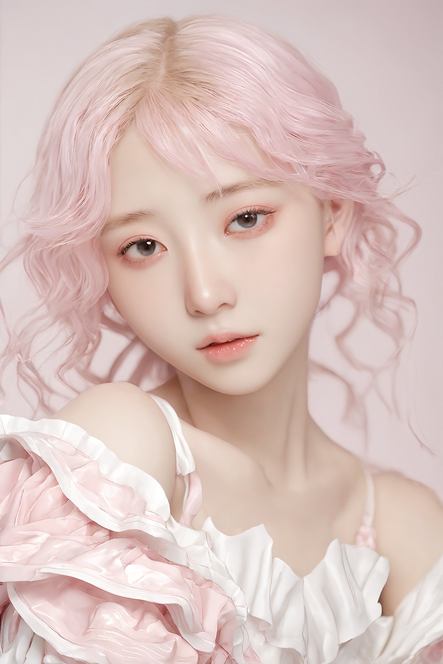 A majestic masterpiece depicting Kanna Kamui,  a stunning 16-year-old girl with a flat chest and breathtakingly pretty fac...