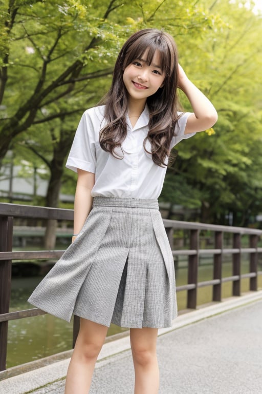 Create a highly realistic full-body image of a young 13yo girl in Japan. She should have natural human features,  includin...