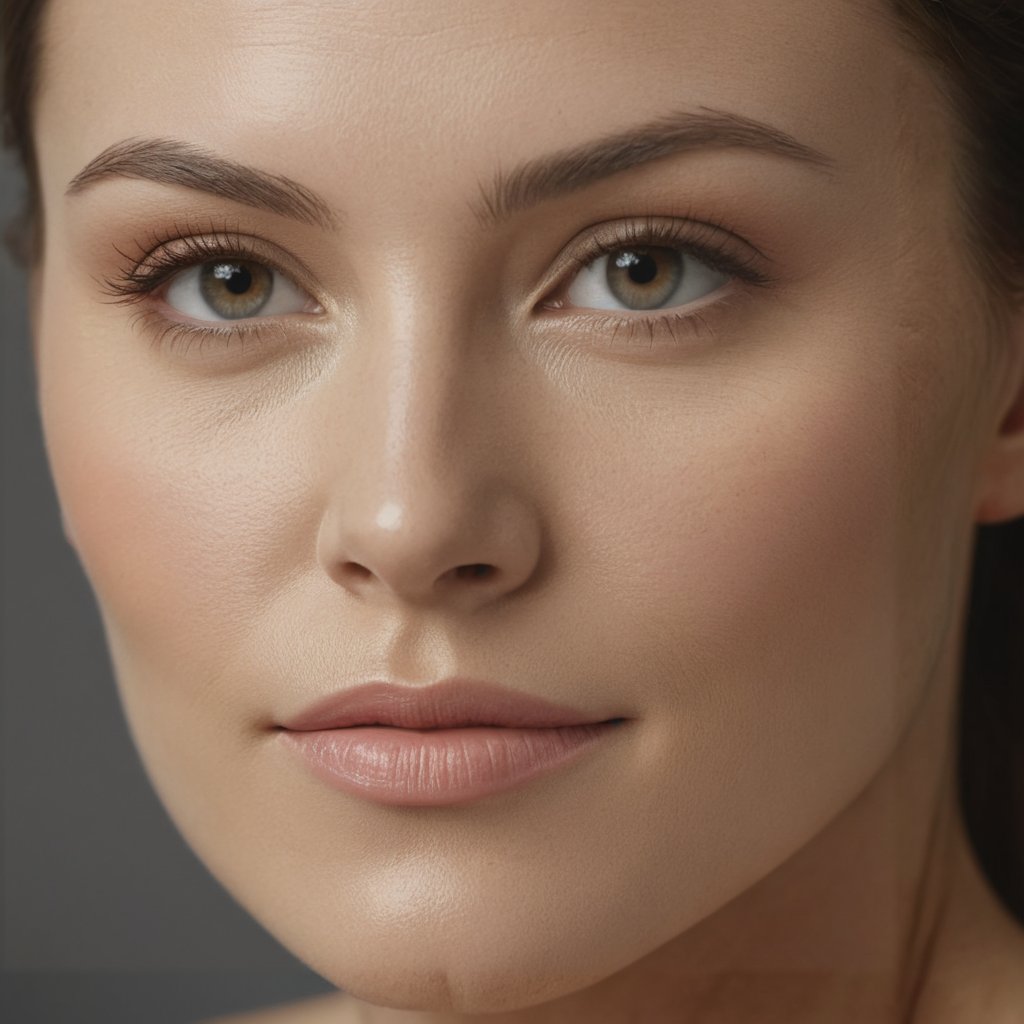 Woman, 35 years close up portrait, detailed, natural detailed skin, soft studio light