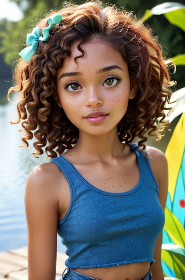 Here is a prompt for an SD model: A mesmerizing,  crisp illustration of a melanated woman,  21 years old by A. Iris on Ten...