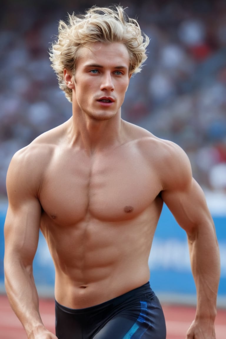 Imagine the following scene: Hyperrealistic photograph of a beautiful man. Full body shot,  zoomed out shot to capture the...