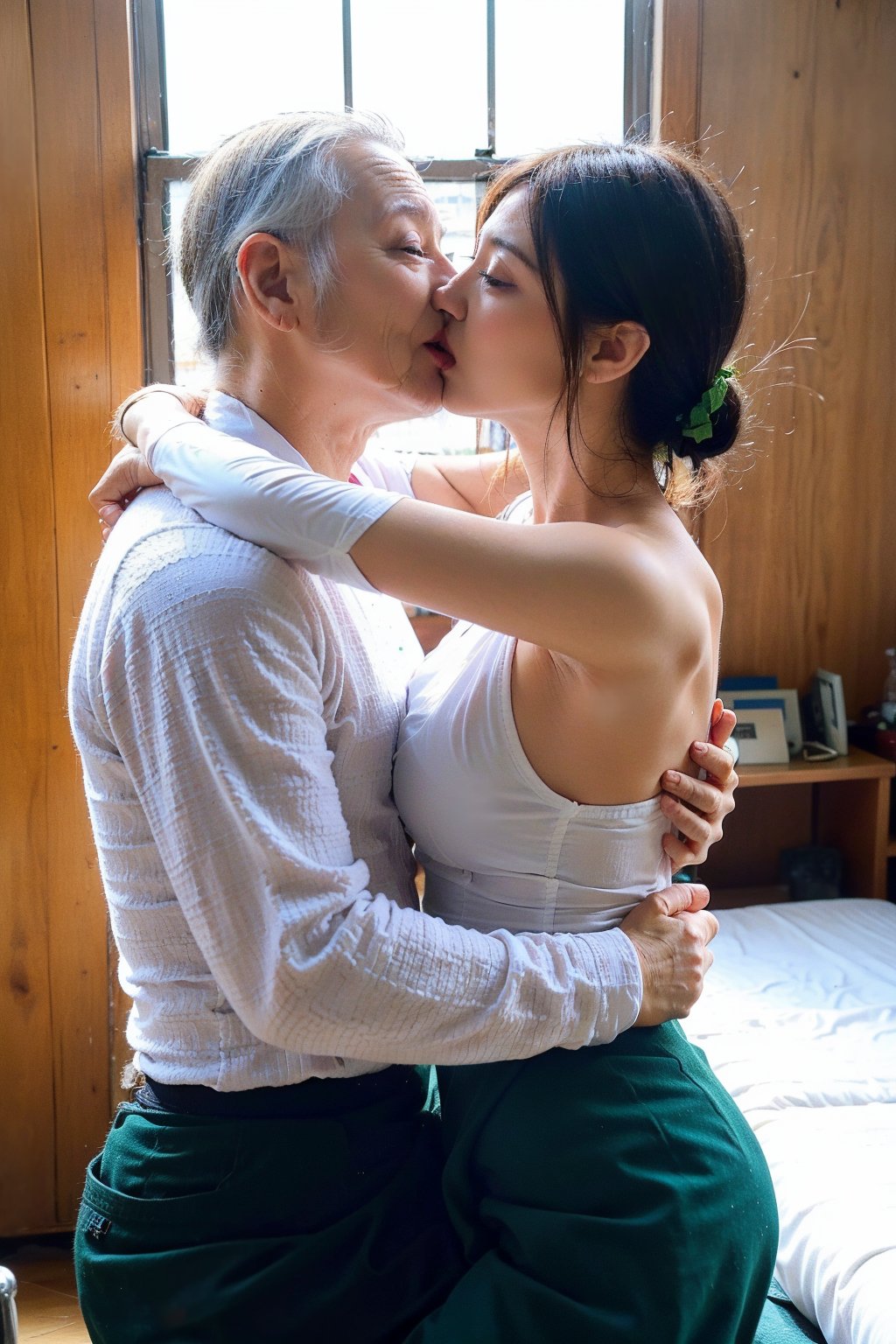 girl and old man,  tongue_kiss,  1girl 18 years old by xricacire3 on Tensor.Art