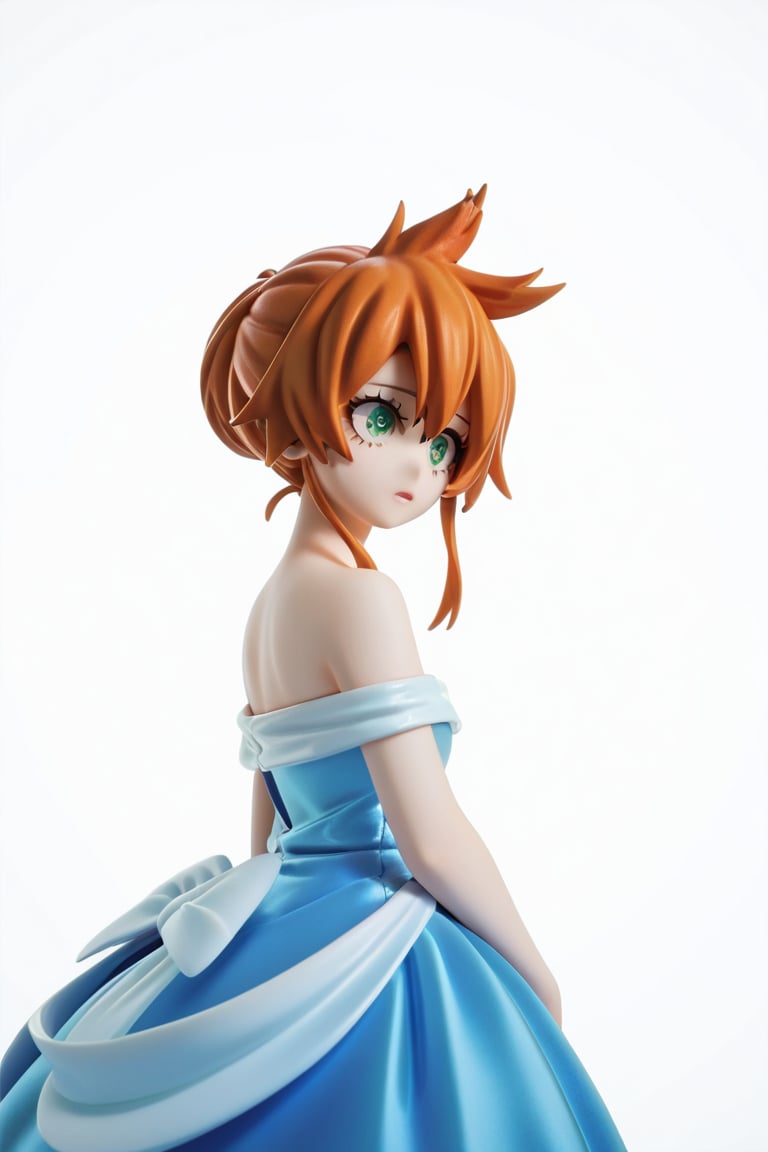 score_9, score_8_up, score_7_up, score_6_up, score_5_up, score_4_up, BREAK, , 1girl, Kendo, orange hair, green eyes, pageant dress, blue dress, strapless, 

,(( white background, blank background))