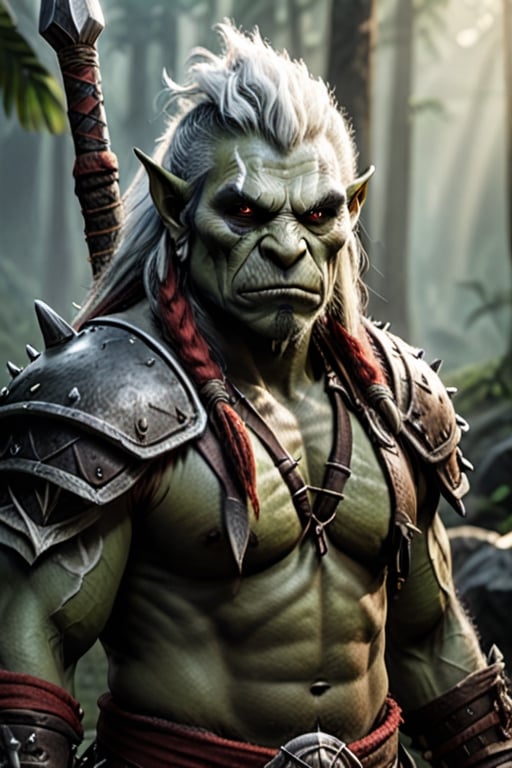 Prompt
A Female Orc, with a White and Silver Mohawk, With White war paint, (martial arts master:0.7) battle (Orc:1.2) mafioso, Orc holding a crude spiked club studded. He has red eyes and a bandana. Orc is lord of the rings inspired, but he wields the Orc Axe with fierce determination.
The morning sunrise highlights him with impeccable (cinematic backlighting) as it burns away the morning mist of the jungle. perfectly drawn hands, cinematic scene, dramatic lighting, hyperdetailed photography, soft light, full body portrait, cover. shot on Blackmagic Pocket Cinema Camera 6K Pro and a Sigma Cine Prime 35mm f/1.4 lens (f/4.0, moderate ISO)