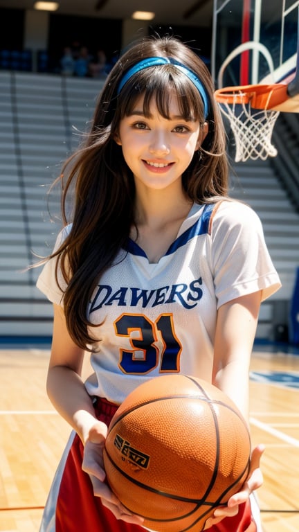 Basketball stadium in the background,  16 years old,  beautiful girl by 味の素  on Tensor.Art
