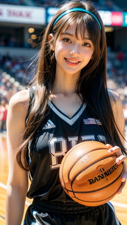 Basketball stadium in the background,  16 years old,  beautiful girl by 味の素  on Tensor.Art