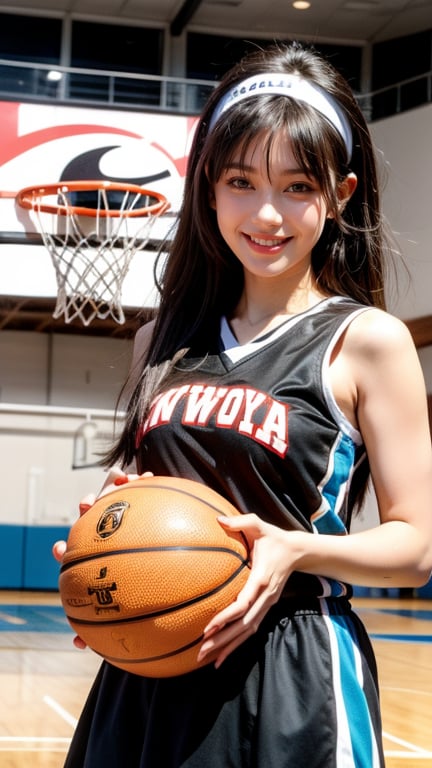 Basketball stadium in the background,  16 years old,  beautiful girl by 味の素  on Tensor.Art