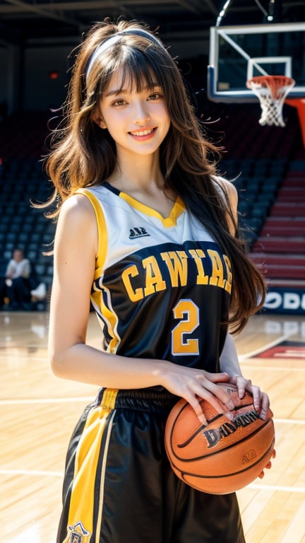 Basketball stadium in the background,  16 years old,  beautiful girl by 味の素  on Tensor.Art