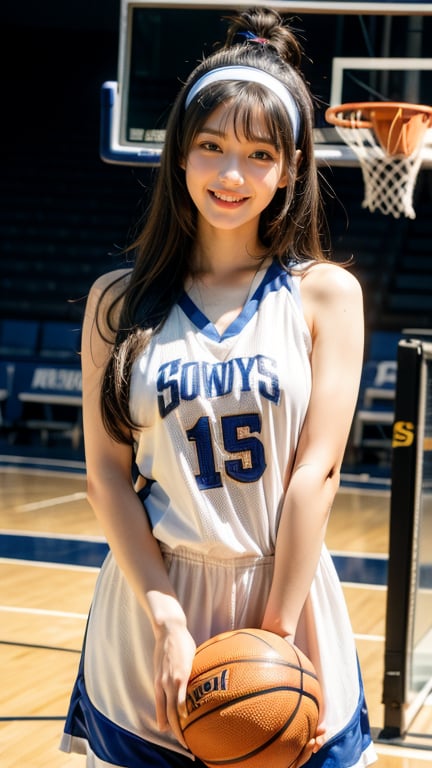 Basketball stadium in the background,  16 years old,  beautiful girl by 味の素  on Tensor.Art