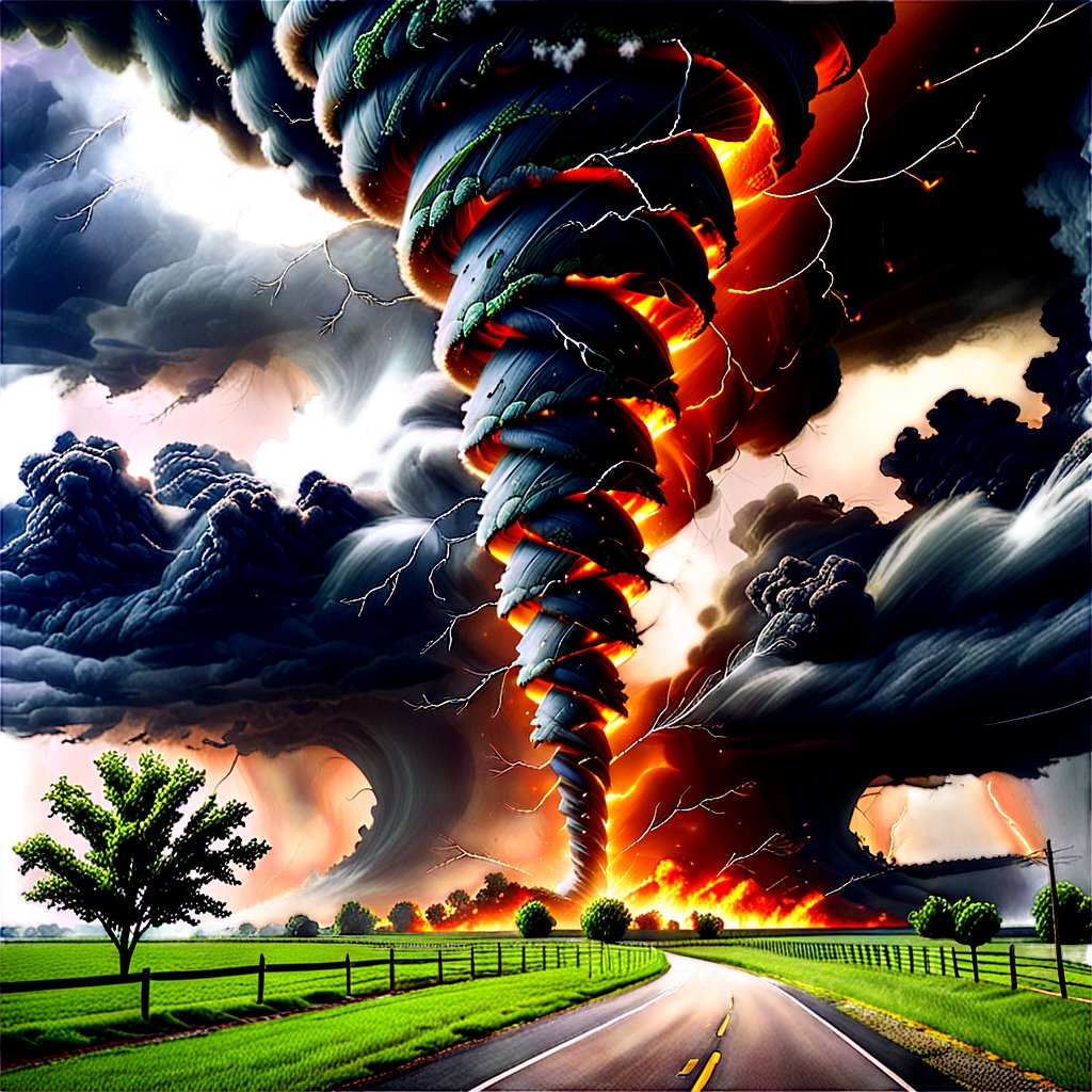 realistic image of a tornado ravaging a random landscape, (details:2.0), dark lighting,ral-embrglt