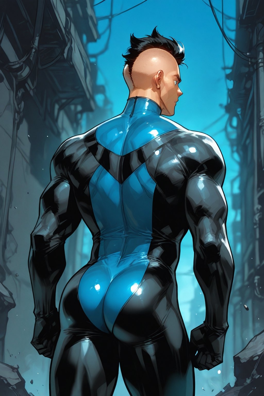 Mohawk brand,  dark blue eyes,  Mohawk haircut by arteaiyaoizz on Tensor.Art