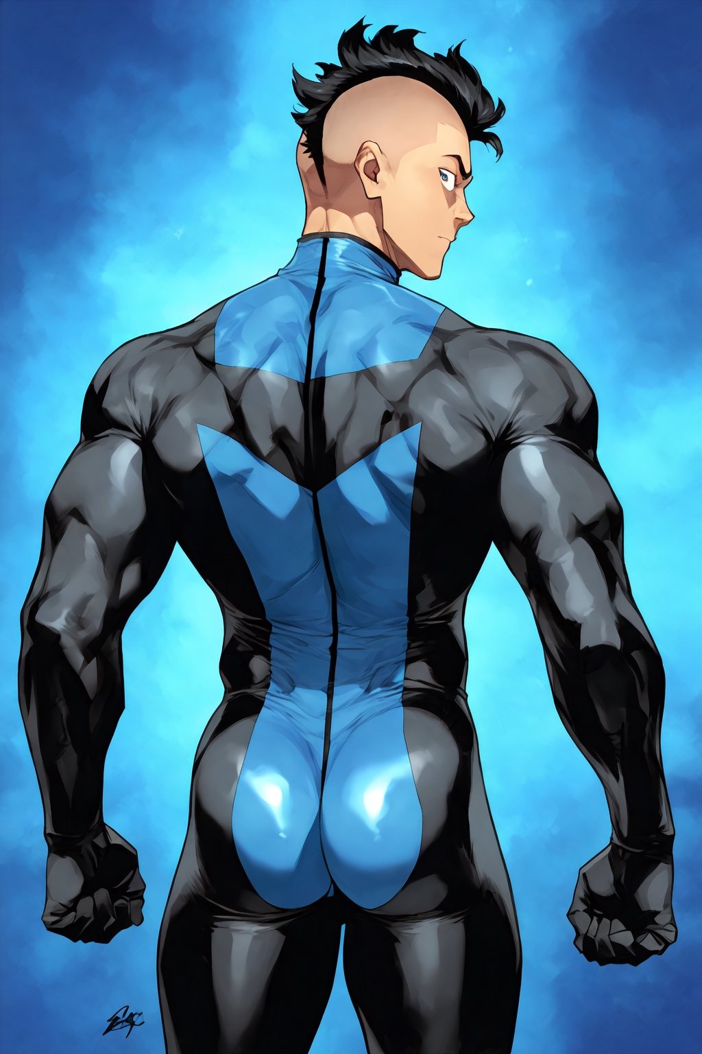 Mohawk brand,  dark blue eyes,  Mohawk haircut by arteaiyaoizz on Tensor.Art