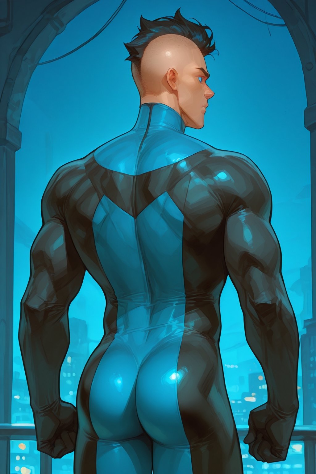 Mohawk brand,  dark blue eyes,  Mohawk haircut by arteaiyaoizz on Tensor.Art
