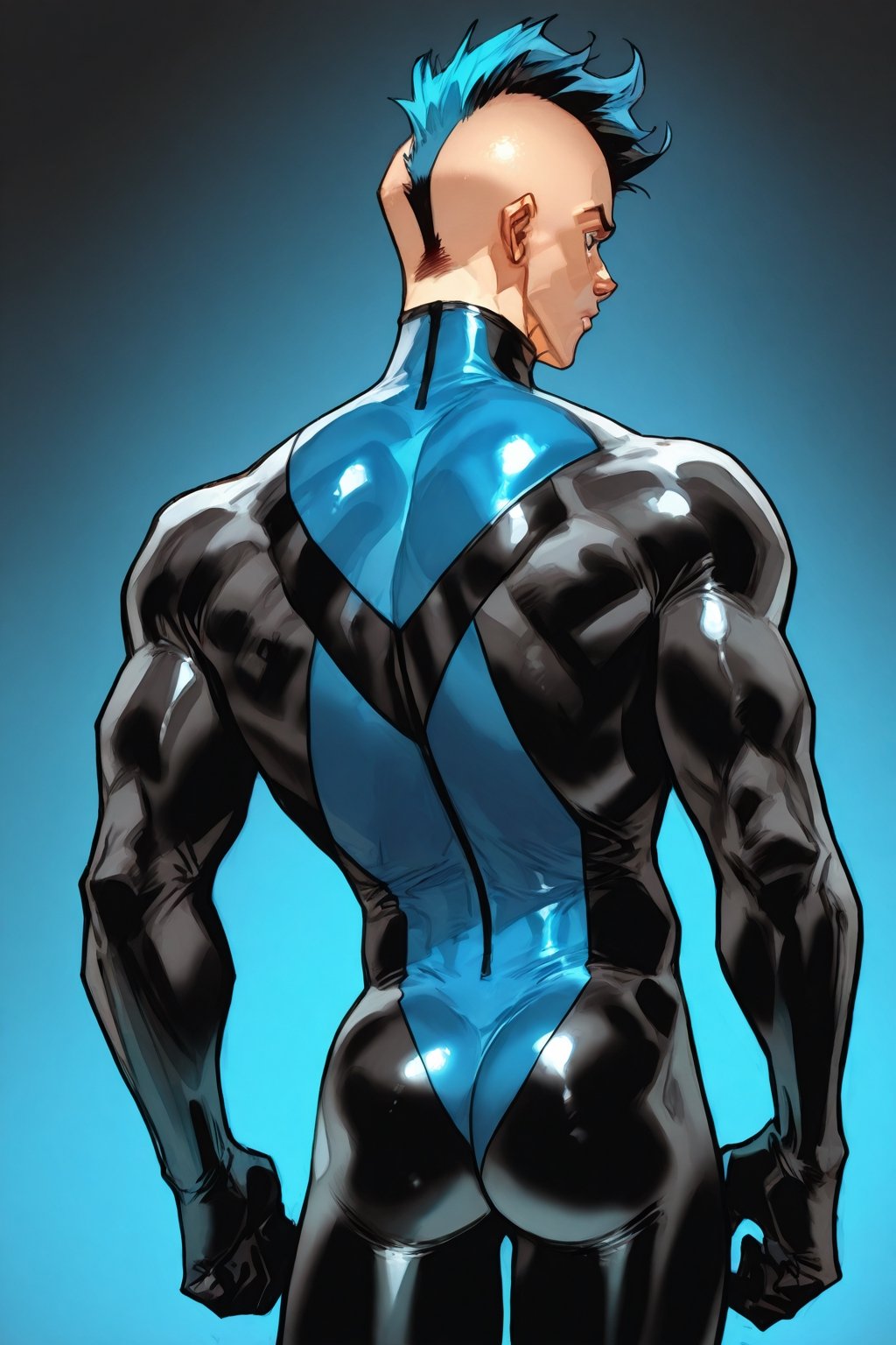 Mohawk brand,  dark blue eyes,  Mohawk haircut by arteaiyaoizz on Tensor.Art