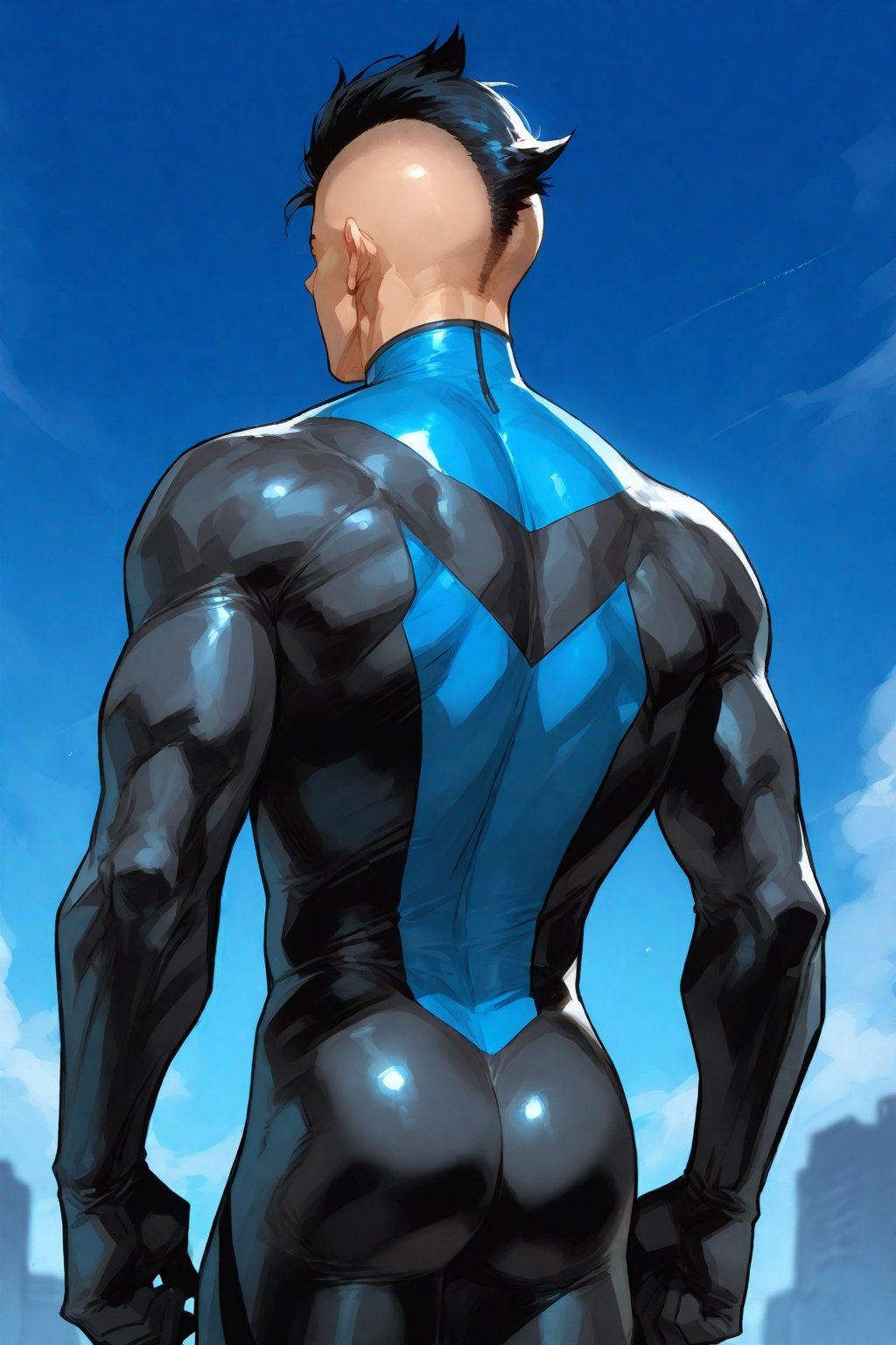 Mohawk brand,  dark blue eyes,  Mohawk haircut by arteaiyaoizz on Tensor.Art