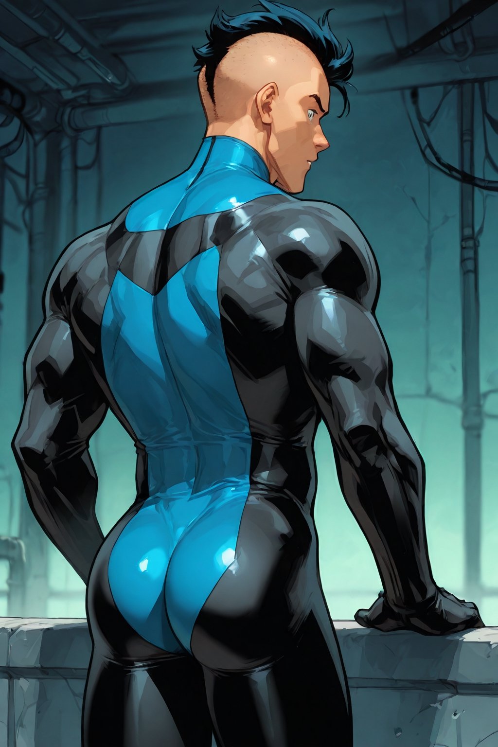 Mohawk brand,  dark blue eyes,  Mohawk haircut by arteaiyaoizz on Tensor.Art
