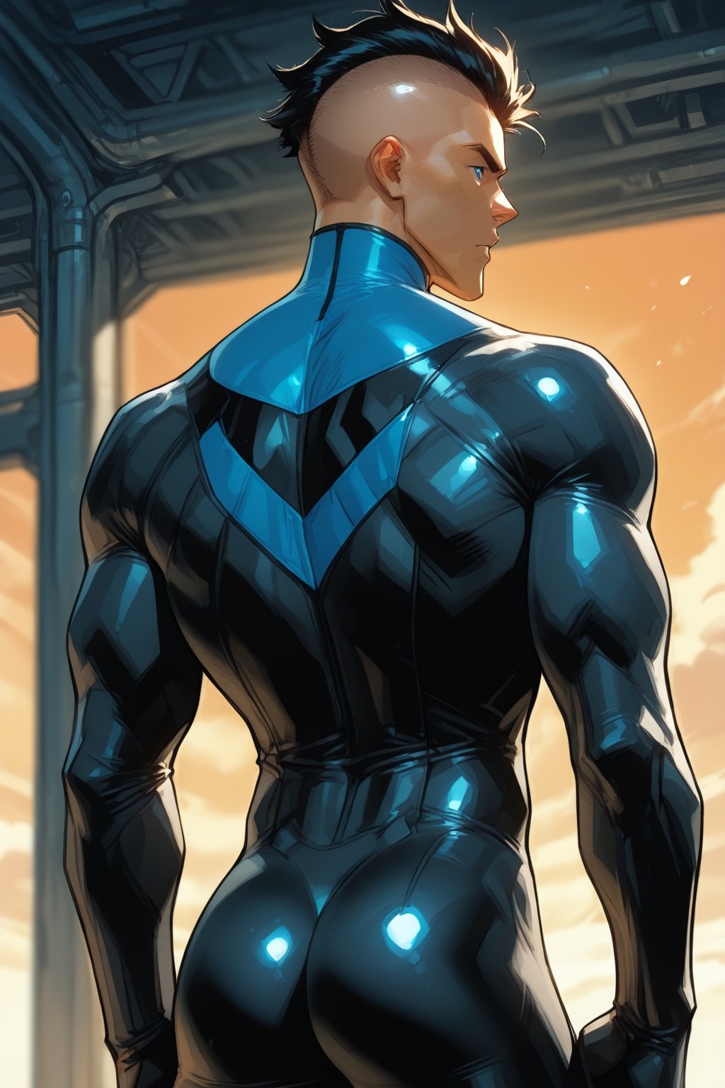 Mohawk brand,  dark blue eyes,  Mohawk haircut by arteaiyaoizz on Tensor.Art