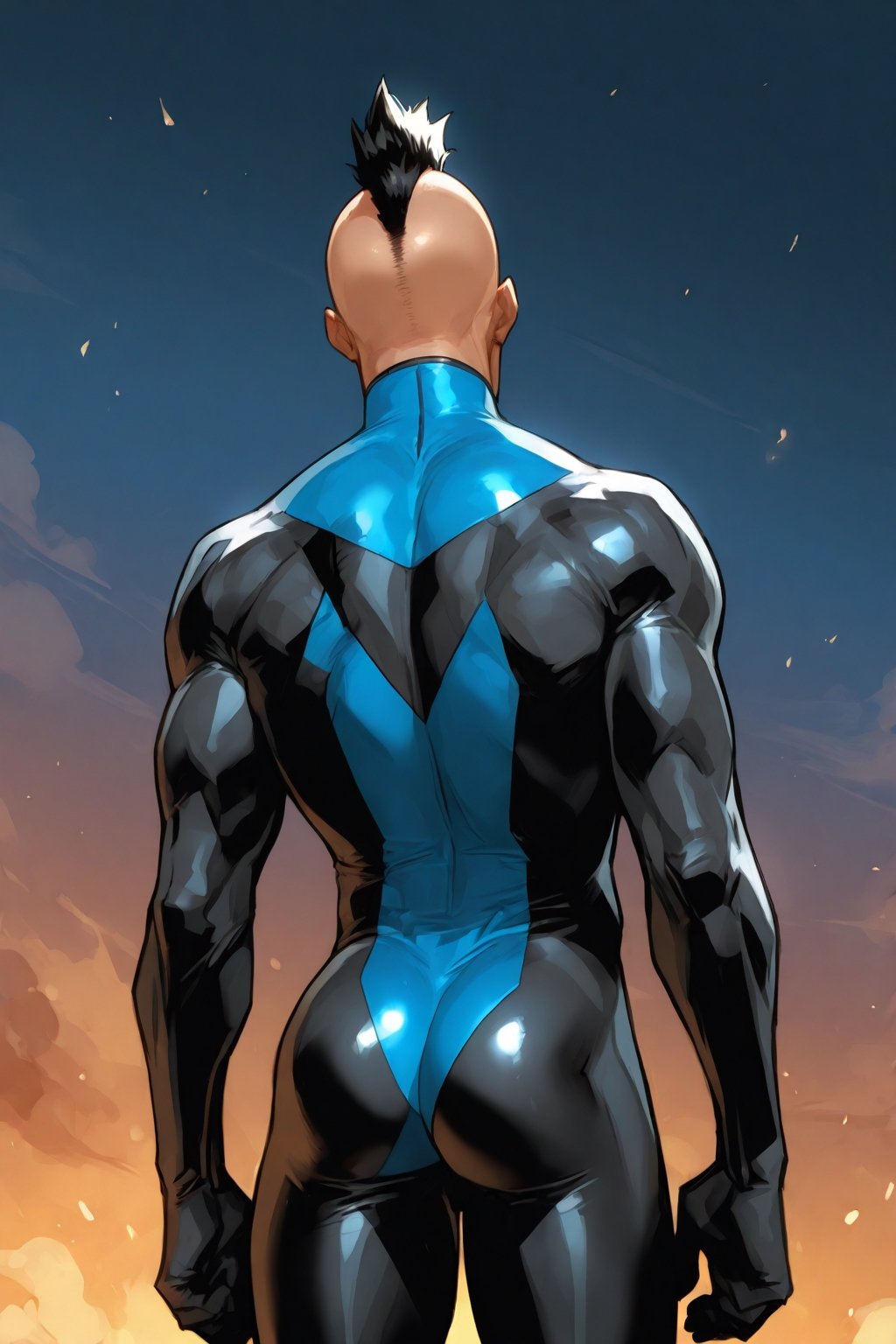 Mohawk brand,  dark blue eyes,  Mohawk haircut by arteaiyaoizz on Tensor.Art