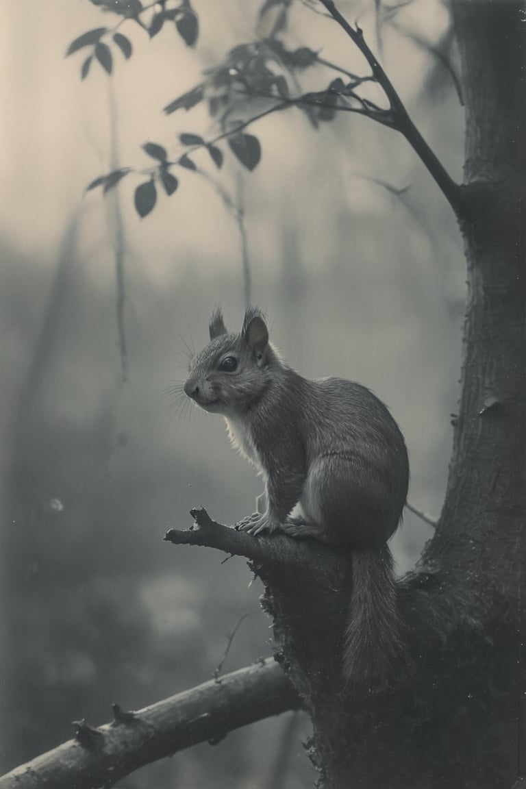 a squirrel sitting on a branch of a tree