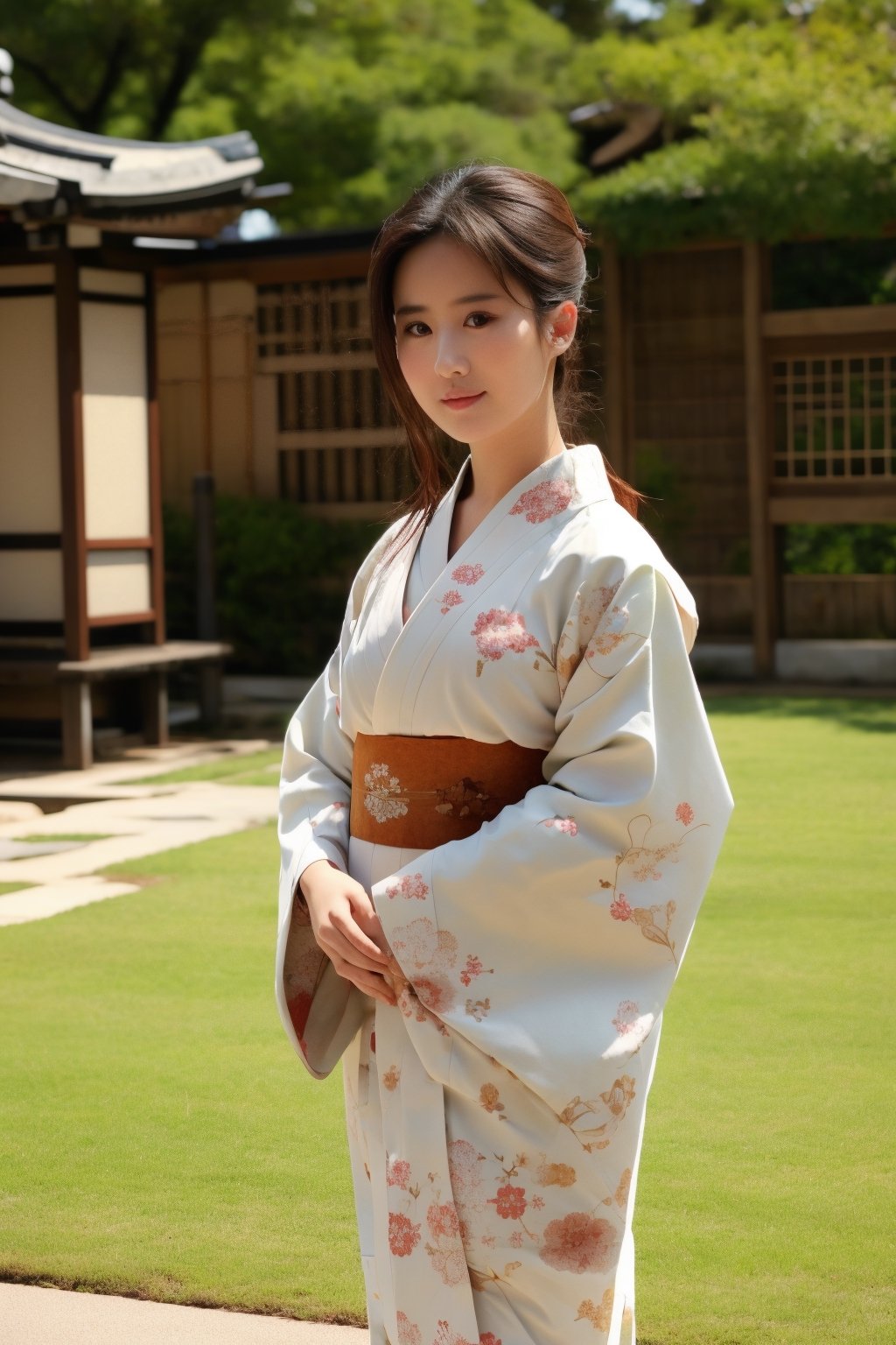 1girl, solo, japanese_clothes, brown_eyes, kimono