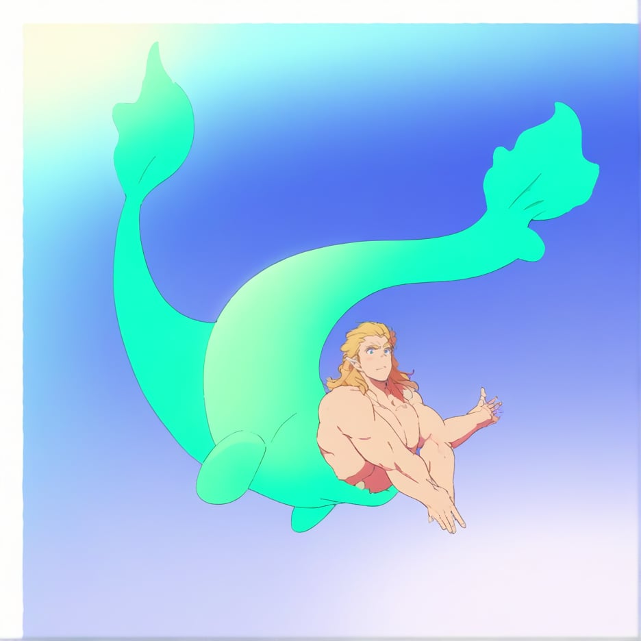 ((best quality)), ((masterpiece)), (detailed), ((perfect face)), male, full bodies, body builder men, huge muscular, european handsome faces, two cheerful mermen are swimming, two merfolks, adult, long hair, lean and muscular body, finned ears, fins, tail glows slightly with luminous scales, very long mermaid tails, bioluminescent, markings along his body,watercolor, multicolor, perfect light,watercolor \(medium\),,,<lora:659095807385103906:1.0>