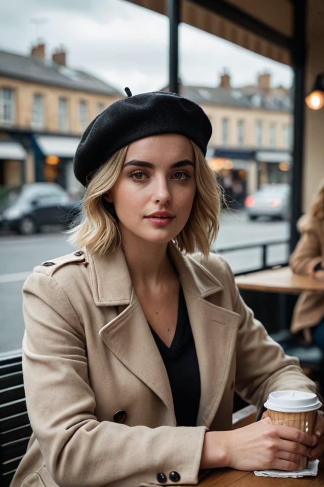 cinematic film still 1girl, british, ana de armas, short blond hair, beige clothes, at a cafe, cloudy
BREAK
black beret . shallow depth of field, vignette, highly detailed, high budget, bokeh, cinemascope, moody, epic, gorgeous, film grain, grainy
