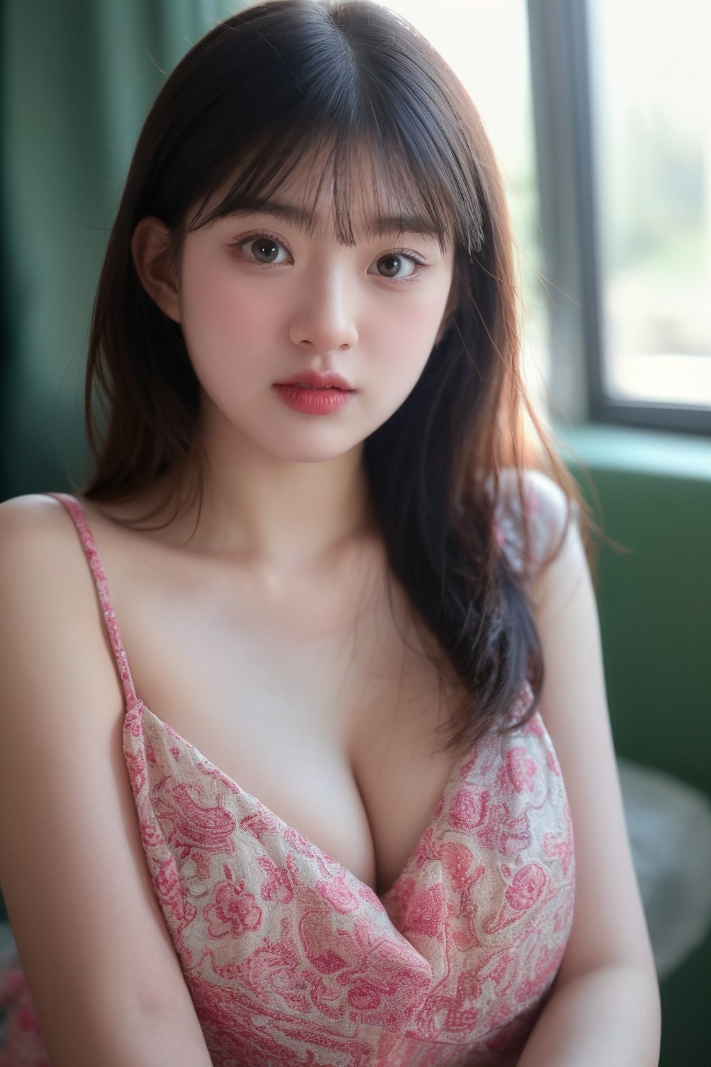 (sexy girl:1.3), (alluring:1.3), (realistic:1.2), (upper body:1.2), (masterpiece:1.3), (high quality:1.3), (big expressive eyes:1.2), (looking at viewer:1.3), (soft lighting:1.2), (flawless skin:1.1), (seductive:1.2), (form-fitting dress:1.1), (elegant pose:1.2), (detailed clothing:1.2), (sexy outfit:1.2)

Negative Prompt:
(low quality:1.2), (blurry:1.2), (dark lighting:1.1), (harsh shadows:1.1), (unflattering angles:1.2)