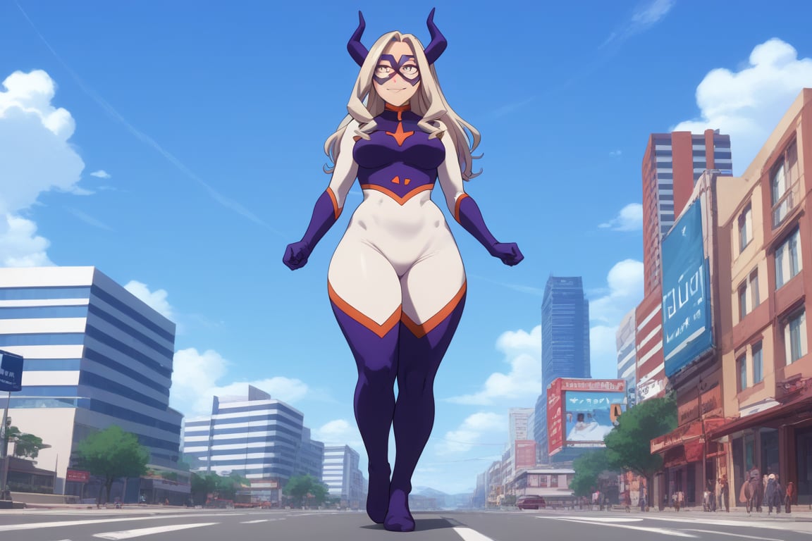 , score_9, score_8_up, score_7_up, slimes_mtlady, woman, thick thighs, solo, giantess,, smiling, mask, full body, standing, straight on POV