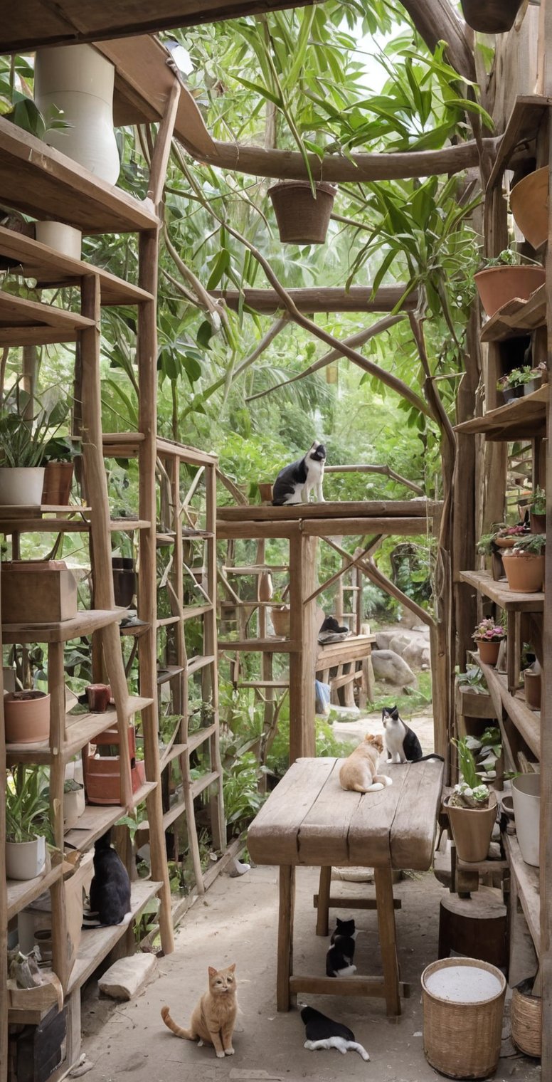 a cat paradise, with out person, 