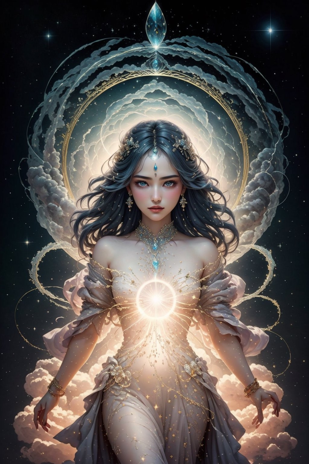 In a soft-focus background,  a mystical aura envelops the enigmatic subject in a beautiful girl minimalist artwork,  a sin...