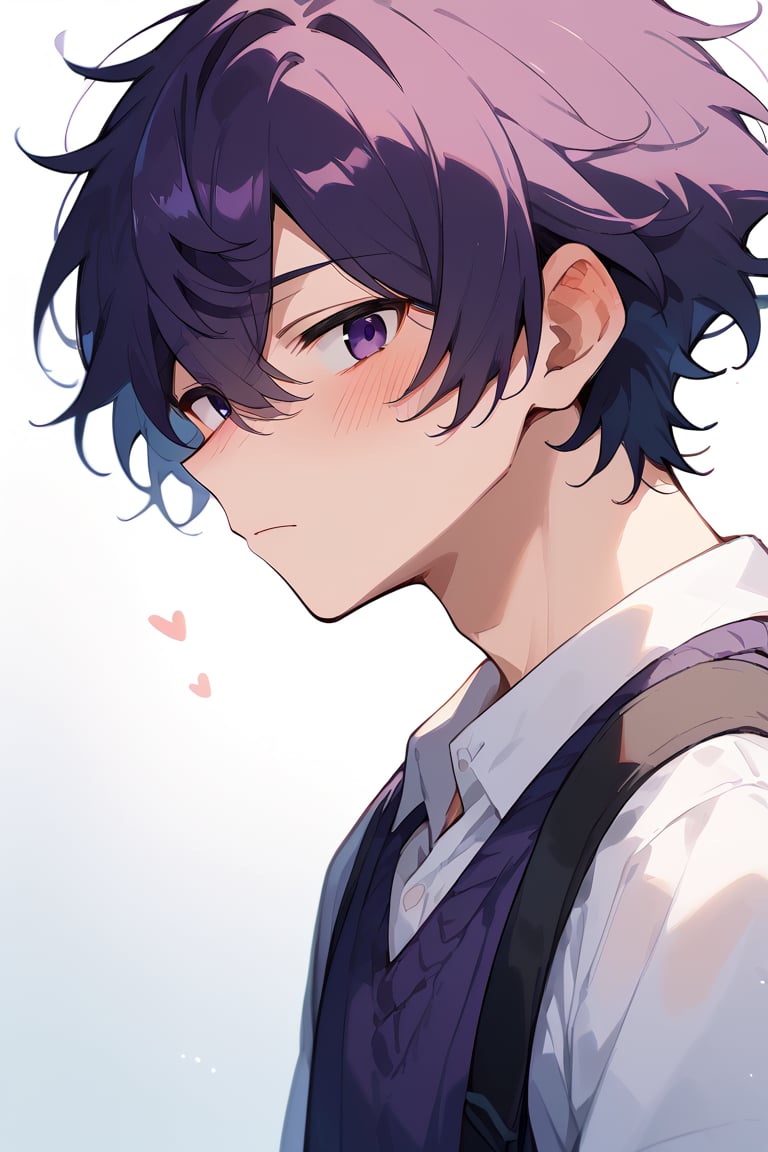 score_9,score_8_up,score_7_up, best quality,masterpiece, 1boy, male focus, shoto, purple hair, purple eyes, looking at viewer, upper body, close up, blush