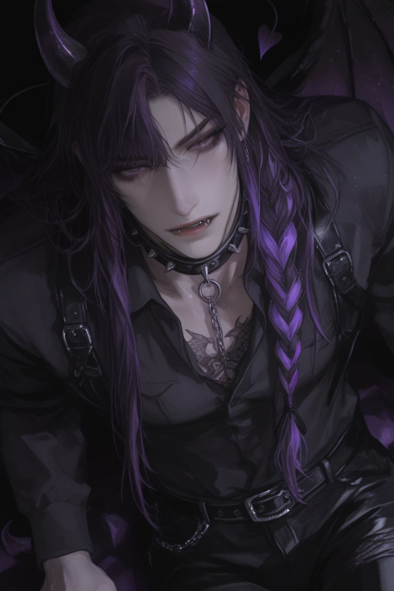 SOLO,  1boy,  dual colored hair purple and black by PinkCotton 🎐 on Tensor.Art