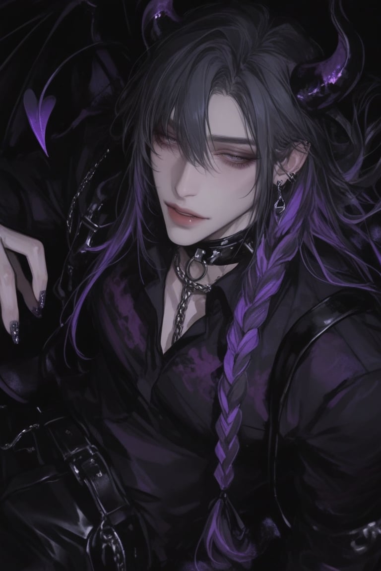 SOLO,  1boy,  dual colored hair purple and black by PinkCotton 🎐 on Tensor.Art