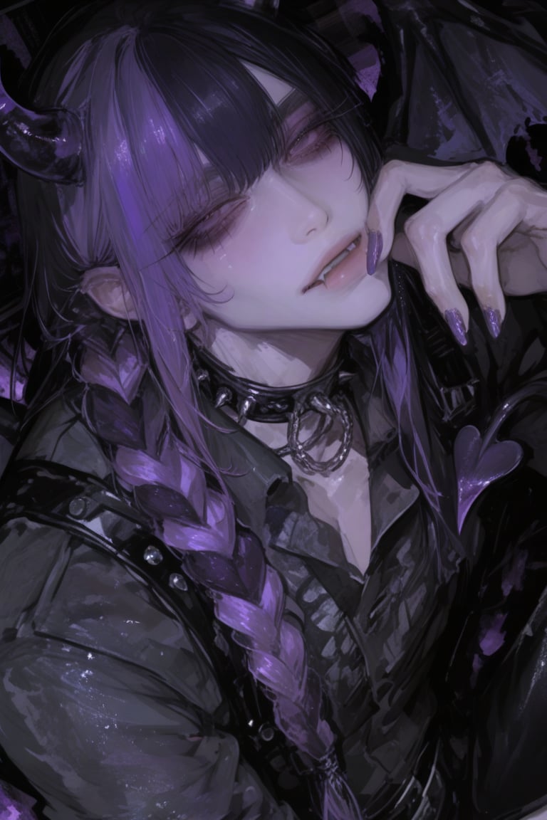 SOLO,  1boy,  dual colored hair purple and black by PinkCotton 🎐 on Tensor.Art