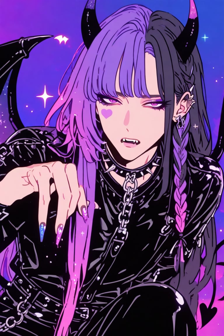 SOLO,  1boy,  dual colored hair purple and black by PinkCotton 🎐 on Tensor.Art
