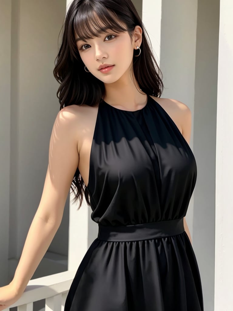 Beautiful woman Wear a black dress
